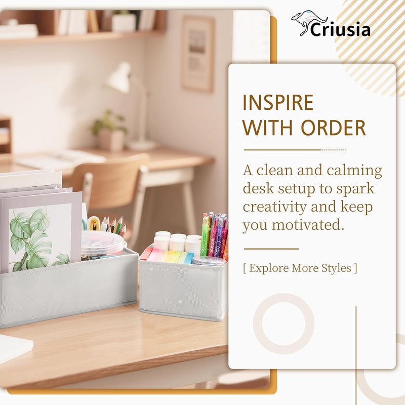 Criusia 15 Pack Drawer Organizer for Clothes, Foldable Dresser Dividers with 3 Sizes, Fabric Storage Bins – Gray - Image 3